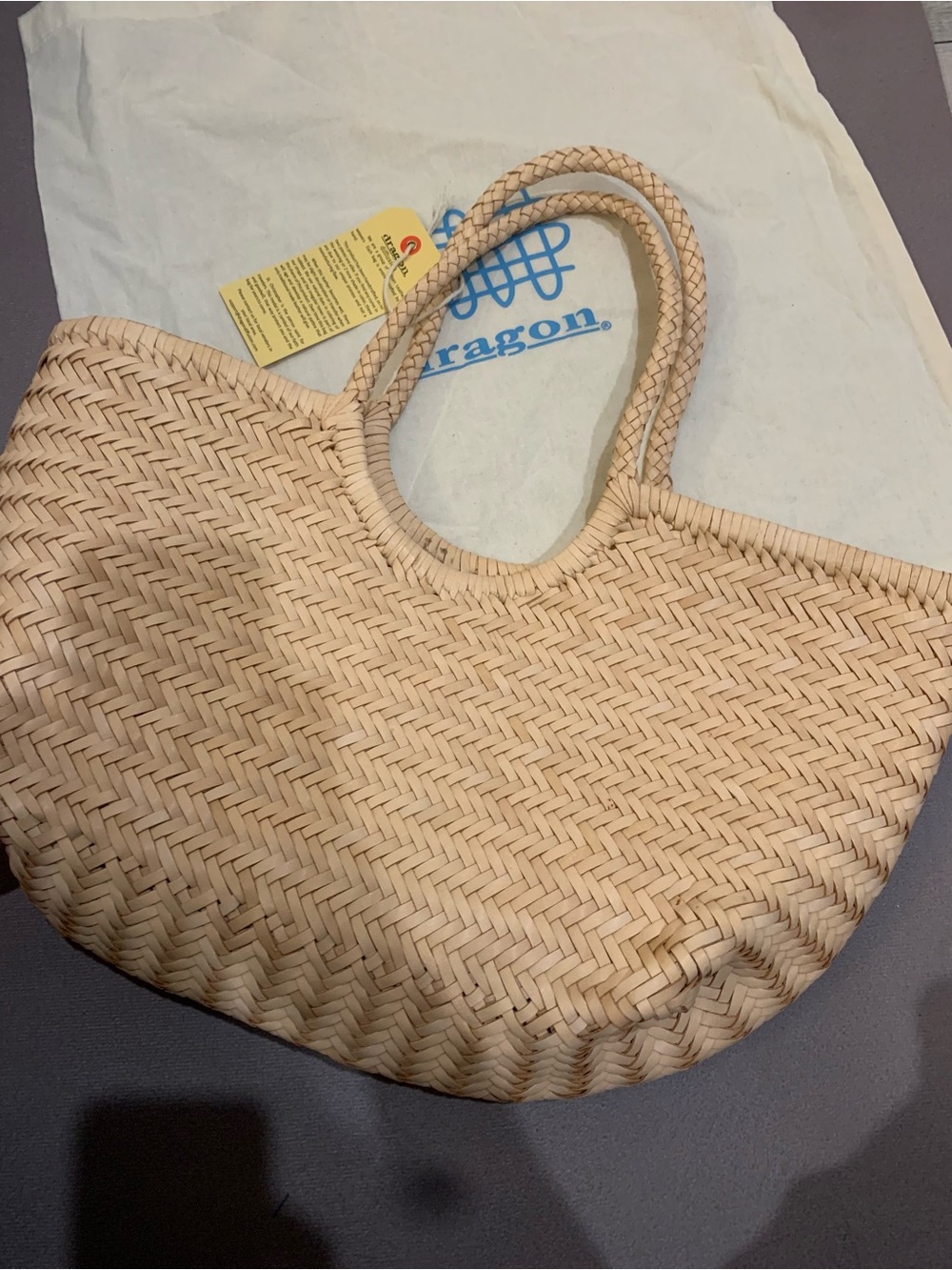 Dragon Diffusion Woven Tote Bag in Cream 8822 - Picture 10 of 12
